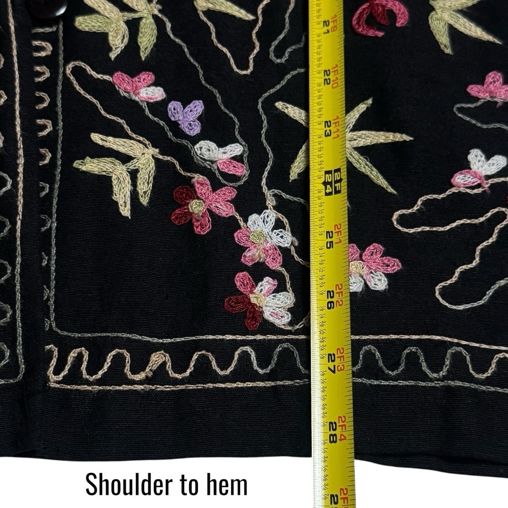 The Vermont Country Store Linen Blend Floral Embroidered Jacket Boho Feminine L - Picture 10 of 10